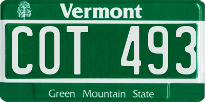 VT license plate COT493