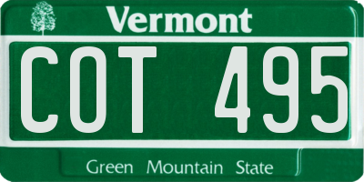 VT license plate COT495