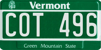 VT license plate COT496
