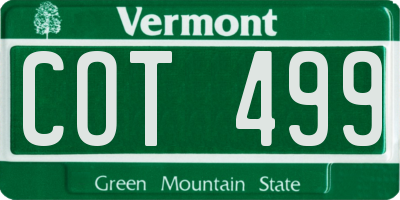 VT license plate COT499