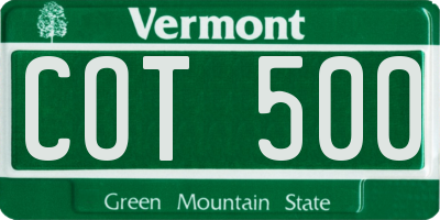 VT license plate COT500