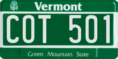 VT license plate COT501