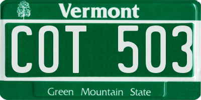 VT license plate COT503