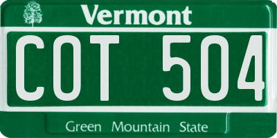 VT license plate COT504