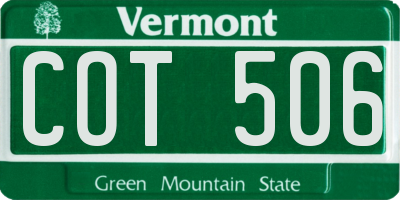 VT license plate COT506