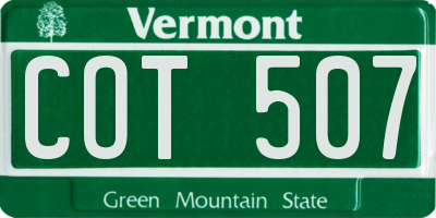 VT license plate COT507