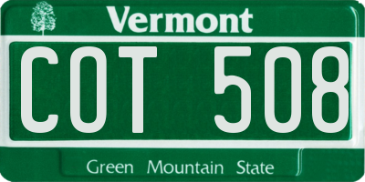 VT license plate COT508