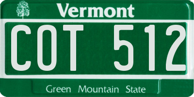 VT license plate COT512