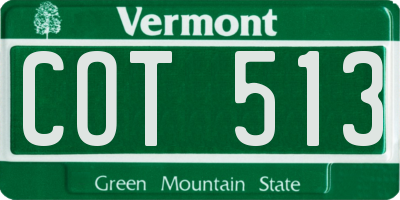 VT license plate COT513