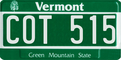 VT license plate COT515