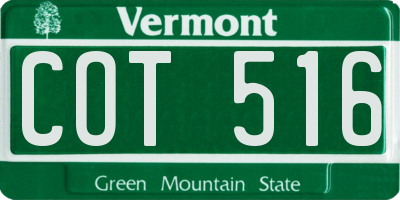 VT license plate COT516