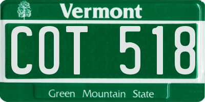VT license plate COT518
