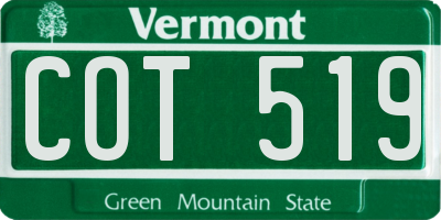 VT license plate COT519