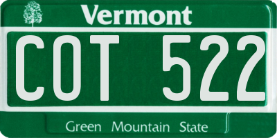 VT license plate COT522