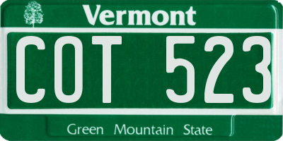 VT license plate COT523