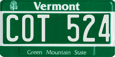 VT license plate COT524