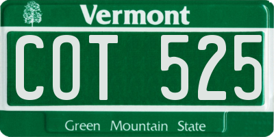 VT license plate COT525
