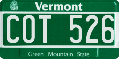 VT license plate COT526
