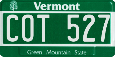 VT license plate COT527