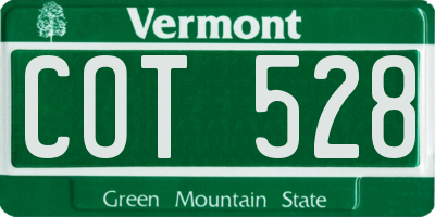 VT license plate COT528