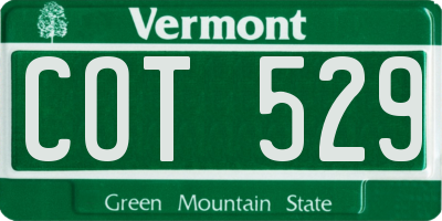 VT license plate COT529
