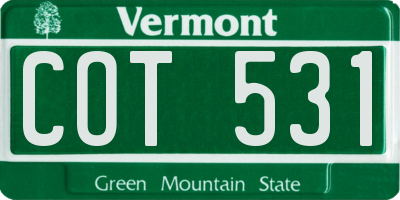 VT license plate COT531