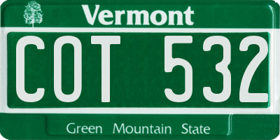 VT license plate COT532