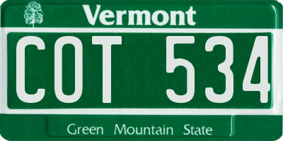 VT license plate COT534
