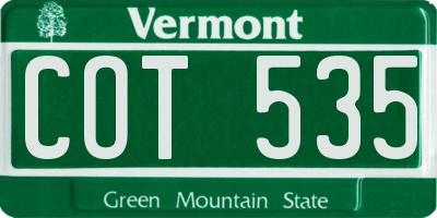 VT license plate COT535