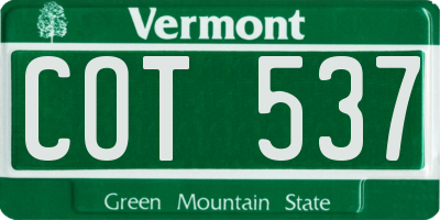 VT license plate COT537
