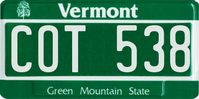 VT license plate COT538