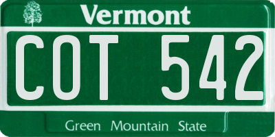 VT license plate COT542
