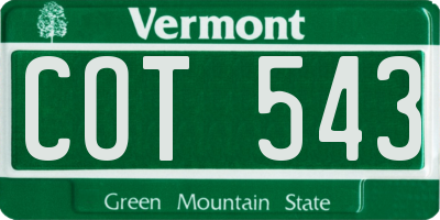 VT license plate COT543
