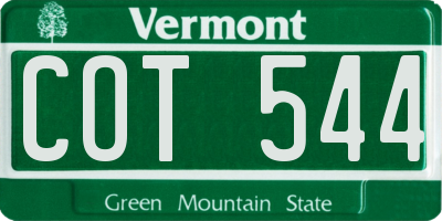 VT license plate COT544