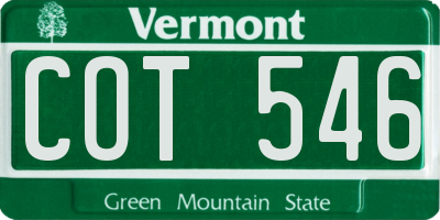 VT license plate COT546