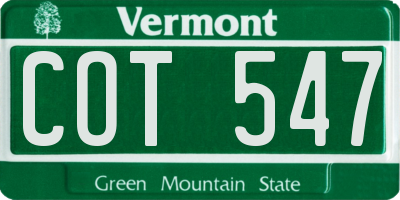 VT license plate COT547