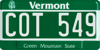 VT license plate COT549