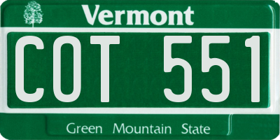 VT license plate COT551