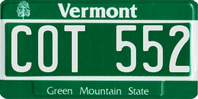 VT license plate COT552