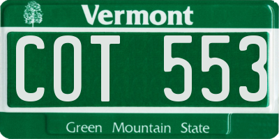 VT license plate COT553