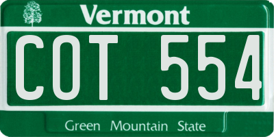 VT license plate COT554