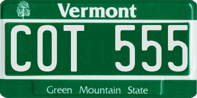 VT license plate COT555