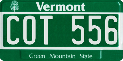 VT license plate COT556