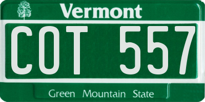 VT license plate COT557
