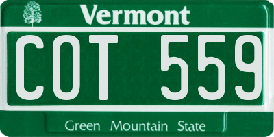 VT license plate COT559