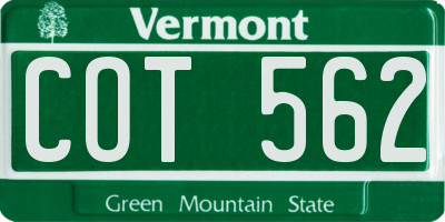 VT license plate COT562