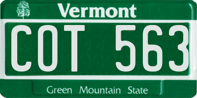 VT license plate COT563