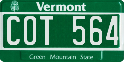 VT license plate COT564