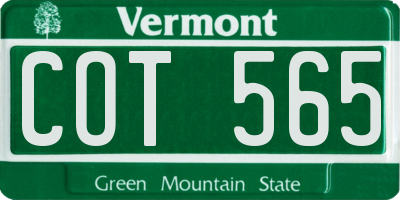 VT license plate COT565