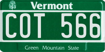 VT license plate COT566